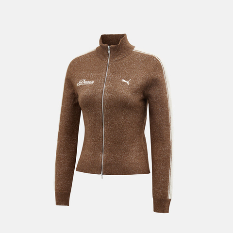 puma彪马2025女子女子-RETRO TAPE Slim Sweater W-咖啡色毛线开衫63571985