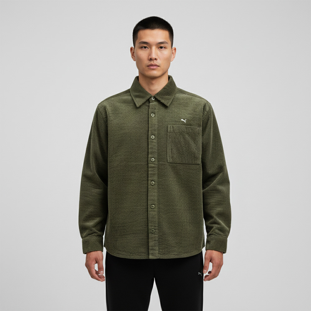 puma彪马2025中性中性-PLUSHVILLE Shirt-橄榄绿短袖衬衫63350281