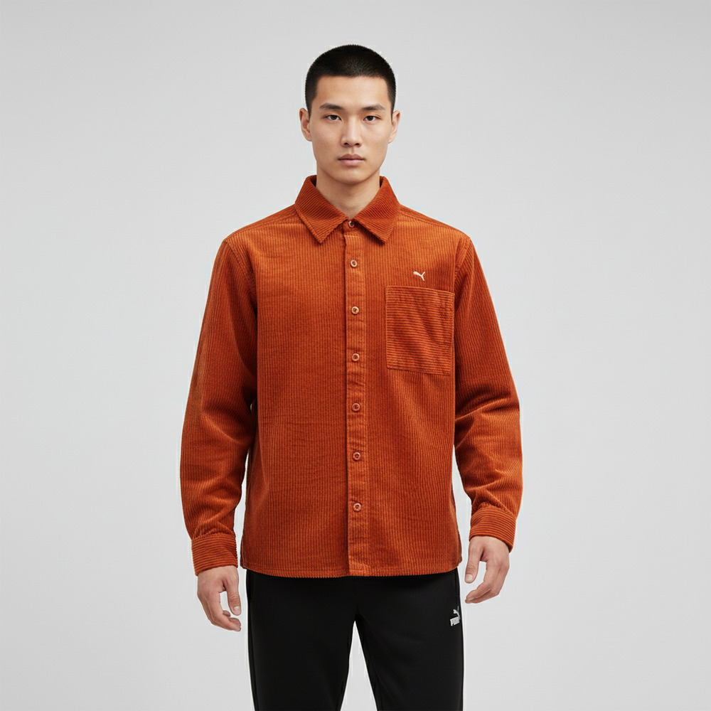 puma彪马2025中性中性-PLUSHVILLE Shirt-咖啡色短袖衬衫63350293