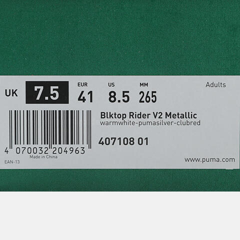 puma彪马2026中性中性-Blktop Rider V2 Metallic-暖白-银色-红色Blktop40710801