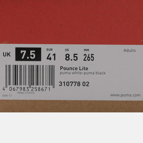 puma彪马2026中性中性-Pounce Lite-彪马白-黑色跑步其他系列31077802