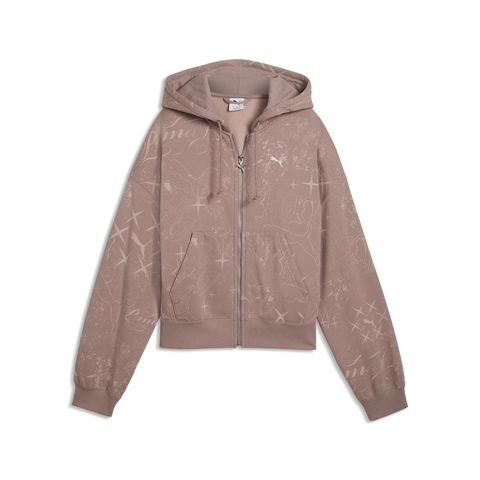 puma彪马2026女子女子-STREET GLAM Short Oversiz-砂岩棕针织连帽外套63706488