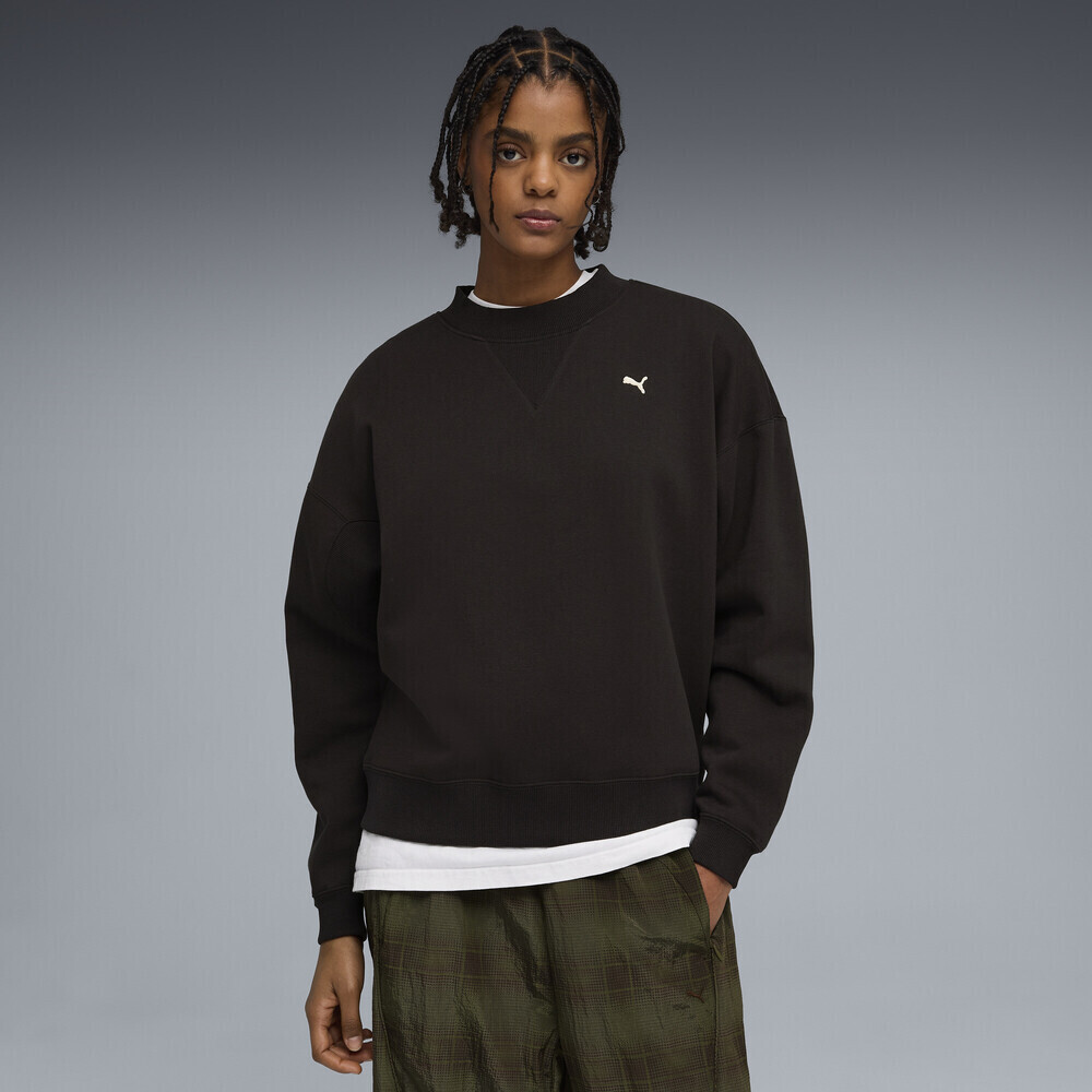 puma彪马2026女子女子-SELECT Essentials W Crew-黑色针织无帽卫衣63473501