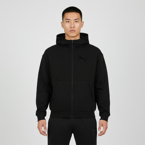 puma彪马2026男子男子-ESS GRAPHICS FULL-ZIP HOO-黑色针织连帽外套63744401