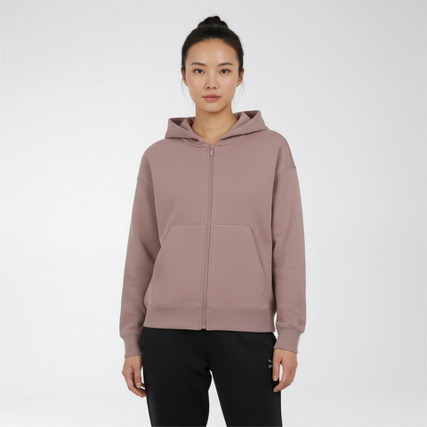 puma彪马2026女子女子-PRIME ESS FZ Hoodie DK W-砂岩棕针织连帽外套63138788