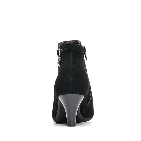 Senda/森达冬季专柜同款优雅女短靴尖头粗高跟VBY44DD7