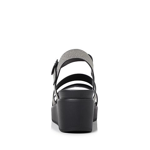 Senda/森达夏季新款专柜同款休闲坡跟女高跟凉鞋VHW34BL8