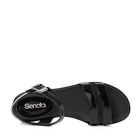 Senda/森达夏季新款专柜同款时尚舒适坡跟女休闲凉鞋VHN30BL8