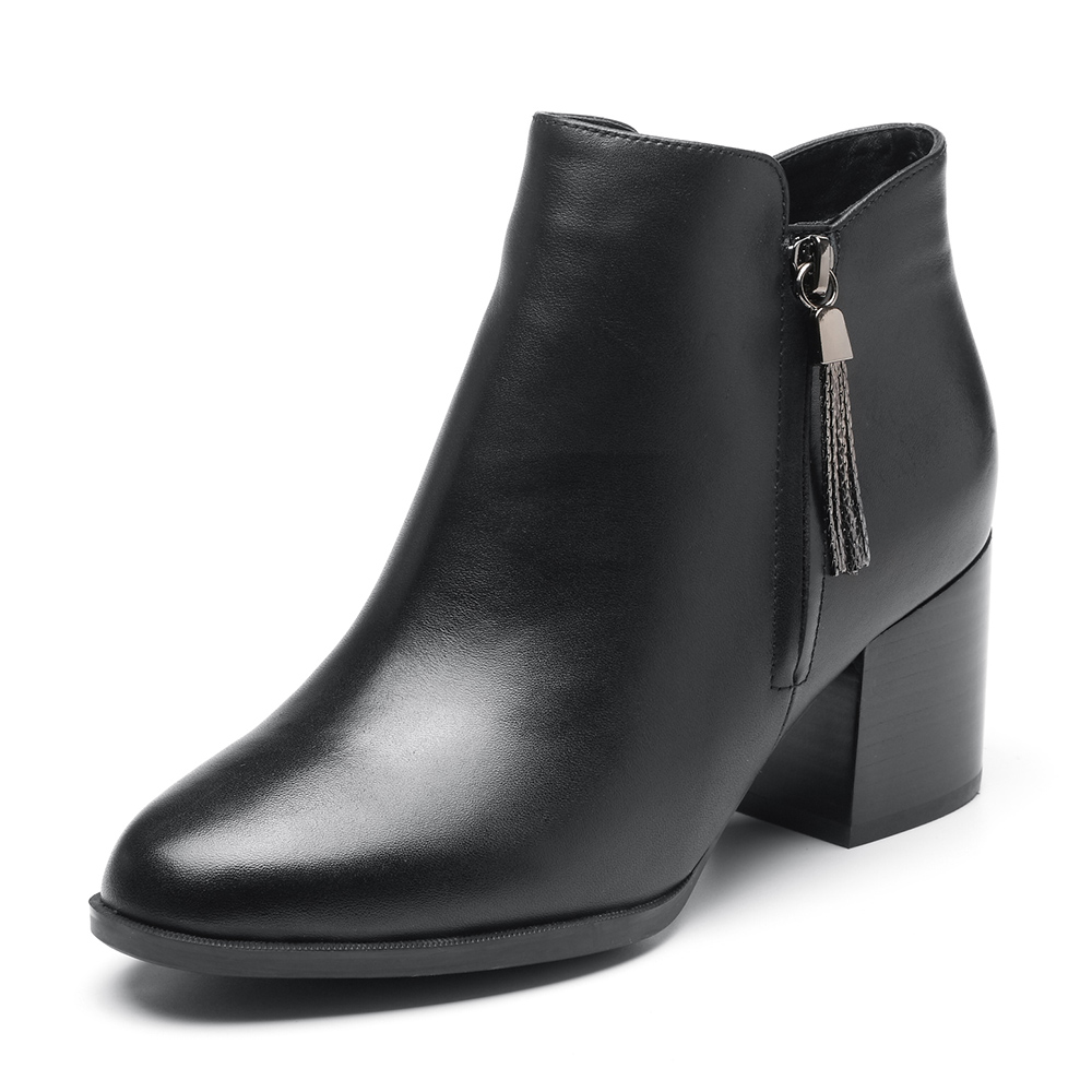 senda/森达冬季新款专柜同款时尚舒适粗高跟女短靴vpq41dd8