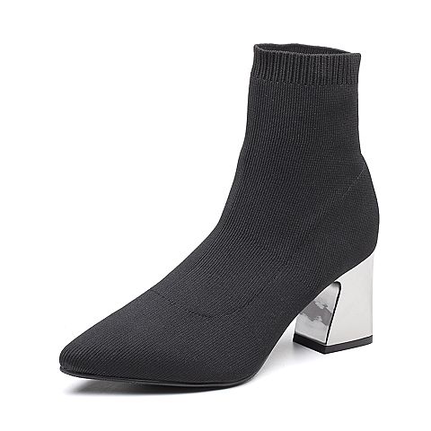Senda/森达冬季新款专柜同款飞织帮面性感女短袜靴VKO41DD8