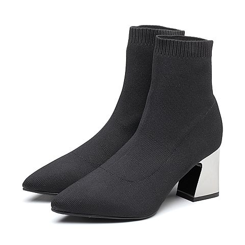 Senda/森达冬季新款专柜同款飞织帮面性感女短袜靴VKO41DD8