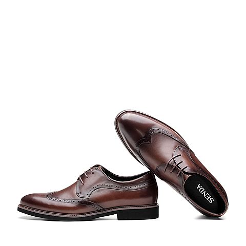 森达春新专柜同款英伦布洛克款式商务男鞋1DV15AM9