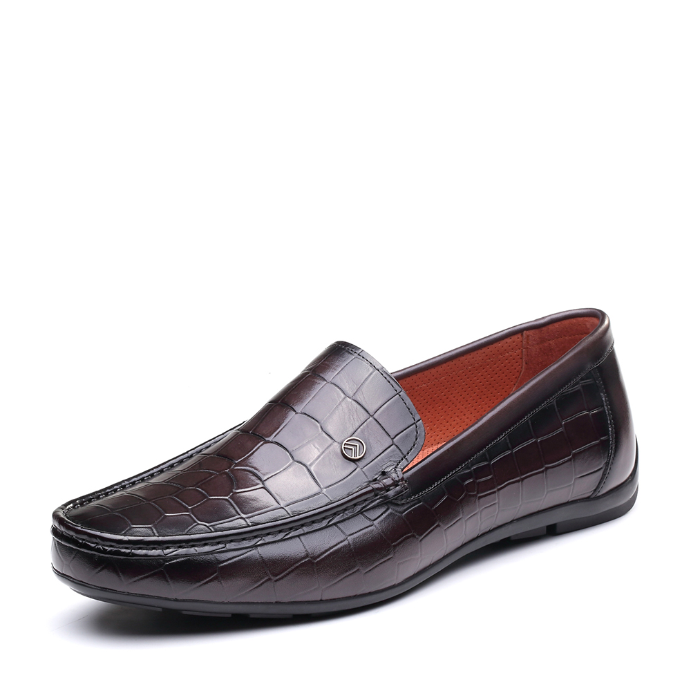 森达春季新款专柜同款一脚蹬舒适商务男皮鞋1RA05AM9