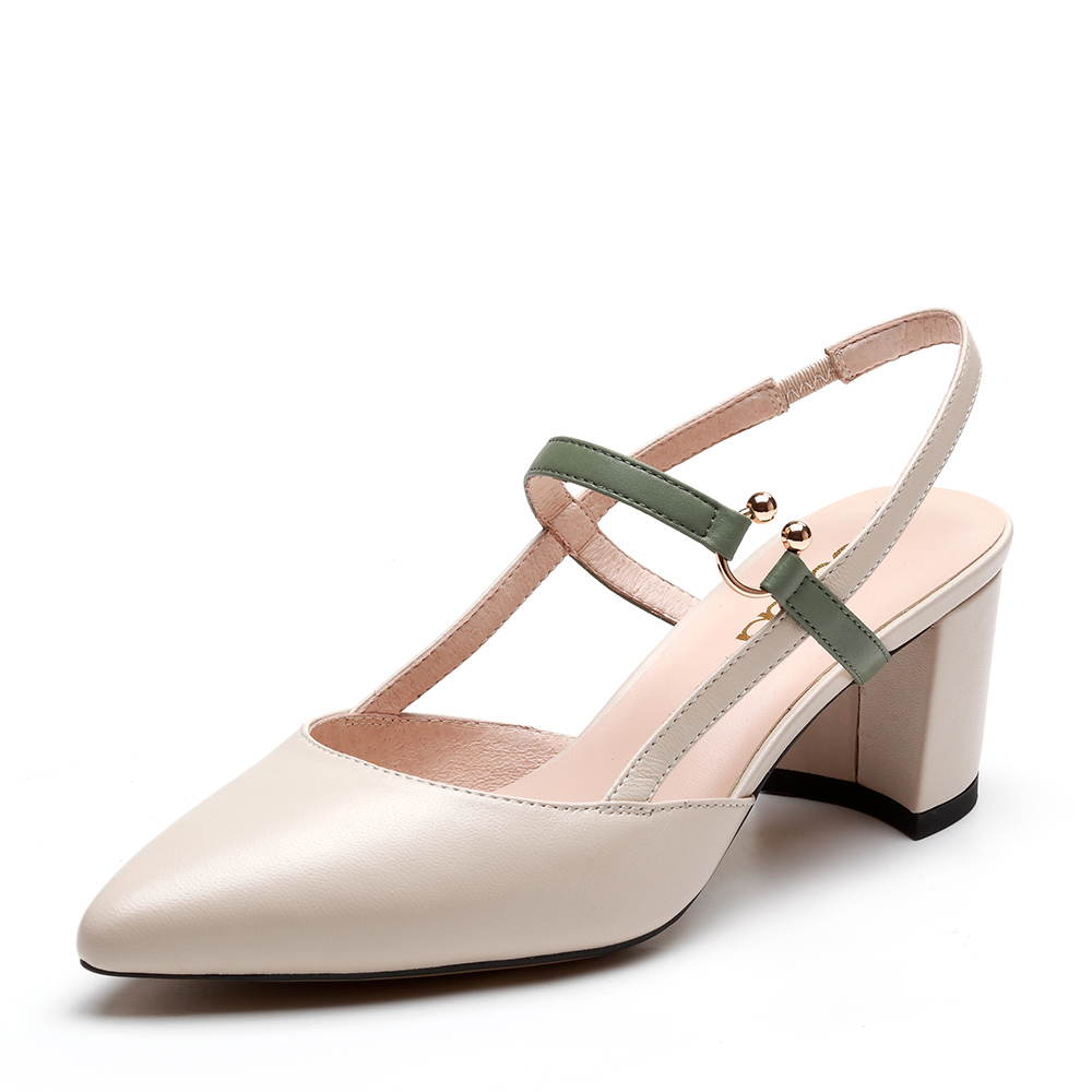 森达夏季新款专柜同款时尚欧美粗高跟女凉鞋4JZ10BH9