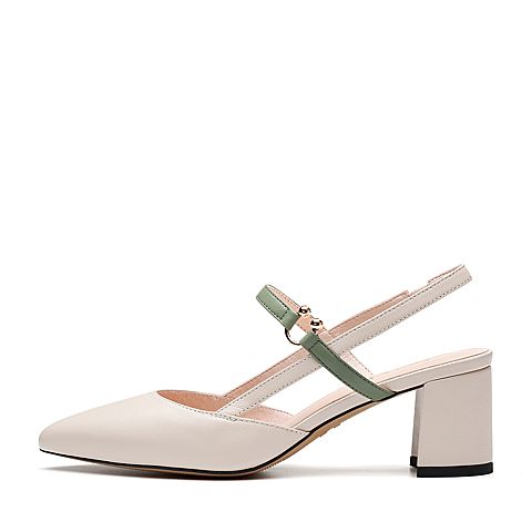 森达夏季新款专柜同款时尚欧美粗高跟女凉鞋4JZ10BH9