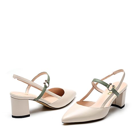 森达夏季新款专柜同款时尚欧美粗高跟女凉鞋4JZ10BH9