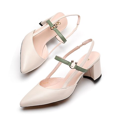 森达夏季新款专柜同款时尚欧美粗高跟女凉鞋4JZ10BH9