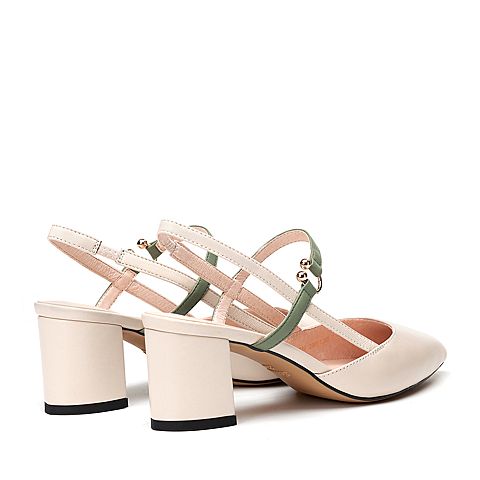 森达夏季新款专柜同款时尚欧美粗高跟女凉鞋4JZ10BH9