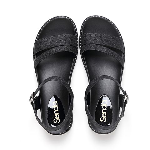 森达夏季新款专柜同款清爽休闲坡跟女凉鞋4JI01BL9