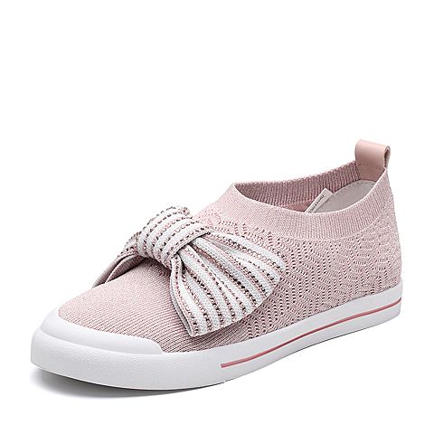 senda/森达2019春季新款韩版可爱蝴蝶结平底女休闲鞋h1911am9