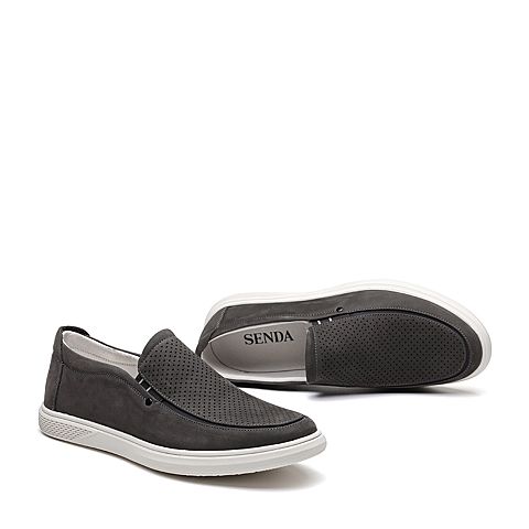 森达夏季新款专柜同款韩版一脚蹬休闲男乐福鞋V46C6BM9