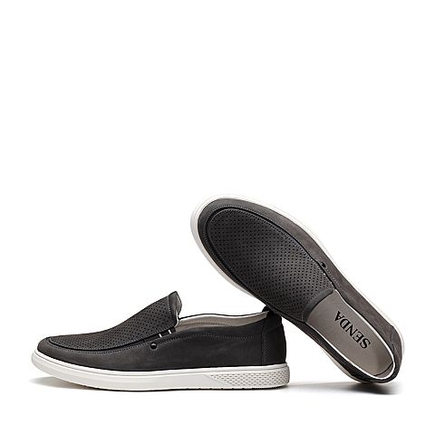 森达夏季新款专柜同款韩版一脚蹬休闲男乐福鞋V46C6BM9