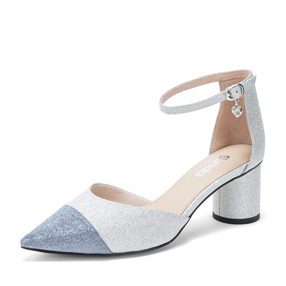 森达夏季新款专柜同款性感尖头中空女凉鞋VZO31BK9