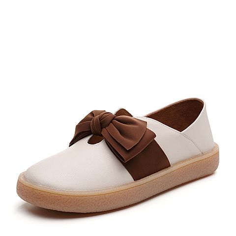 森达2020春新款专柜同款简约蝴蝶结女小皮鞋单鞋Z3LD0AM0