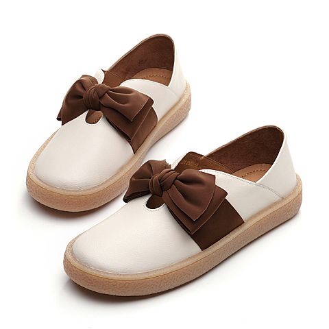 森达2020春新款专柜同款简约蝴蝶结女小皮鞋单鞋Z3LD0AM0