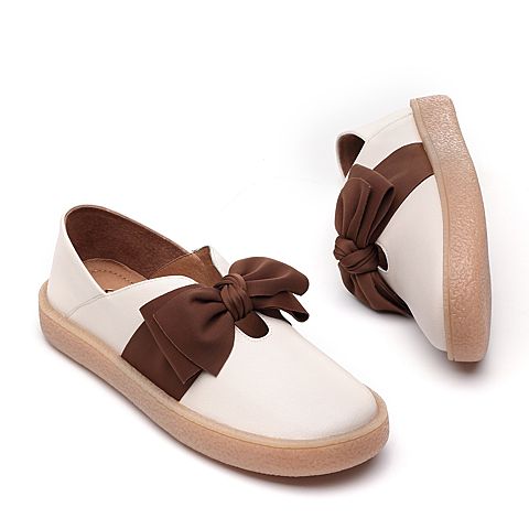 森达2020春新款专柜同款简约蝴蝶结女小皮鞋单鞋Z3LD0AM0