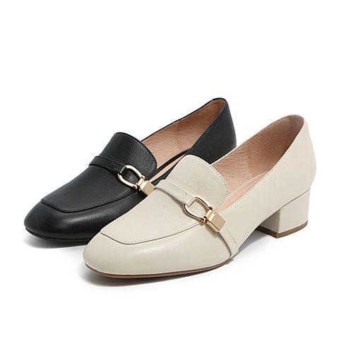 森达2020春季新款知性气质通勤休闲粗跟女单鞋Z3013AM0