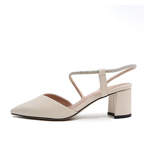 森达2020春季新款性感气质尖头粗跟休闲女后空凉鞋Z9272AH0