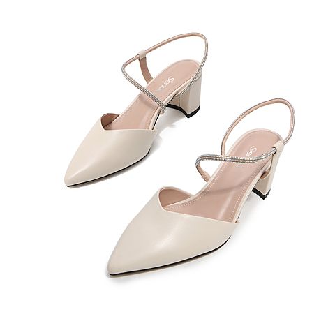 森达2020春季新款性感气质尖头粗跟休闲女后空凉鞋Z9272AH0