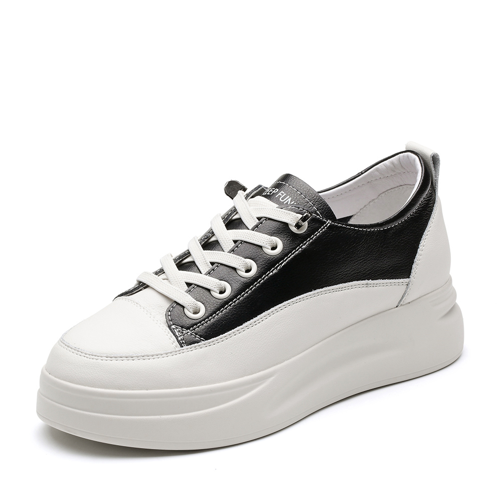 森达2020春季潮街拍百搭休闲小白鞋女厚底松糕板鞋3TD11AM0