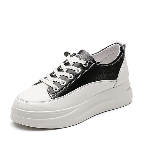 森达2020春季潮街拍百搭休闲小白鞋女厚底松糕板鞋3TD11AM0