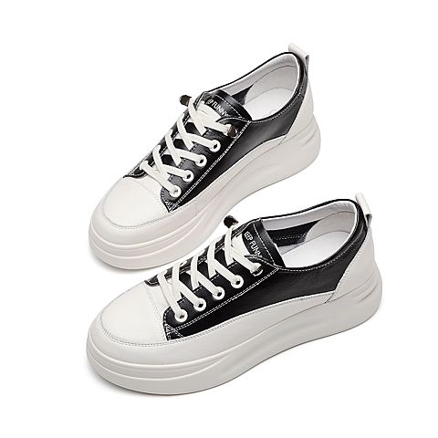 森达2020春季潮街拍百搭休闲小白鞋女厚底松糕板鞋3TD11AM0