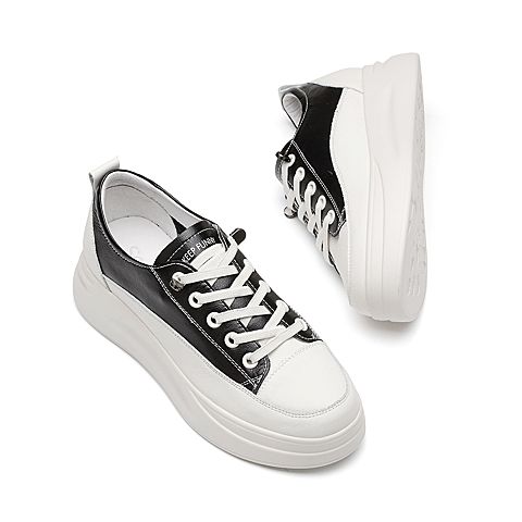 森达2020春季潮街拍百搭休闲小白鞋女厚底松糕板鞋3TD11AM0