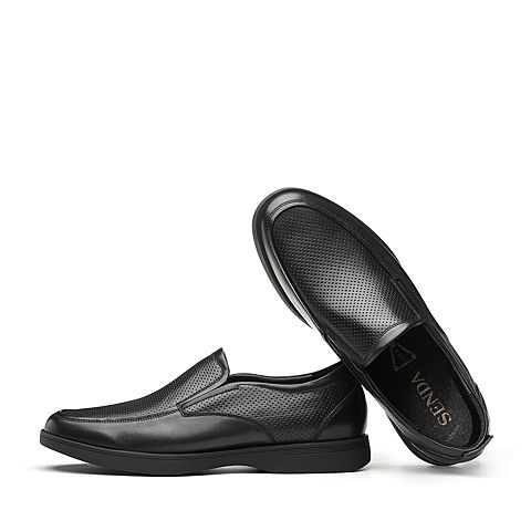 森达2020夏季新款专柜同款打孔透气舒适平底男休闲皮鞋46B05BA0