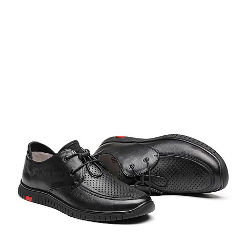 森达2020夏季新款专柜同款打孔透气户外男休闲皮鞋1HV07BA0
