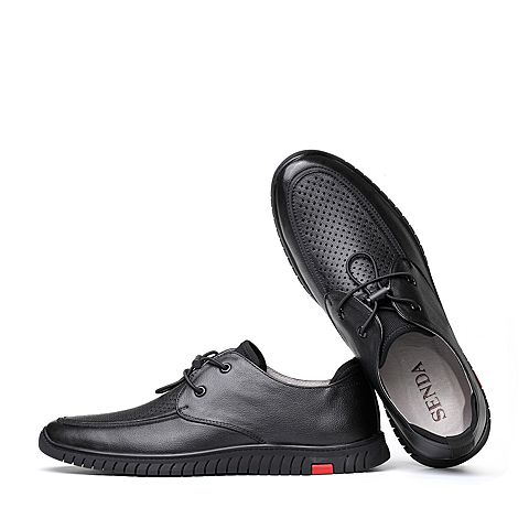 森达2020夏季新款专柜同款打孔透气户外男休闲皮鞋1HV07BA0