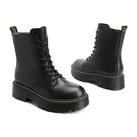 森达2020冬季新款专柜同款韩版机车风休闲女马丁靴4OA01DZ0