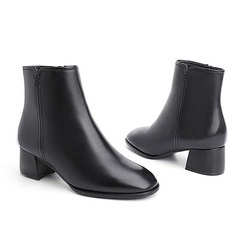 森达2020冬季新款专柜同款时尚潮流粗跟女短靴VF243DD0