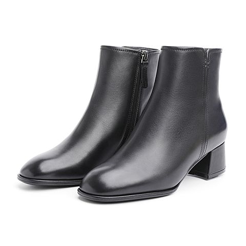 森达2020冬季新款专柜同款时尚潮流粗跟女短靴VF243DD0