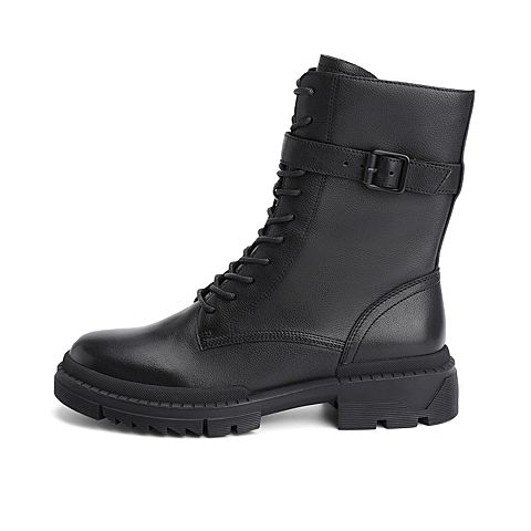 森达2020冬季新款专柜同款时尚机车风女中筒马丁靴VP461DZ0