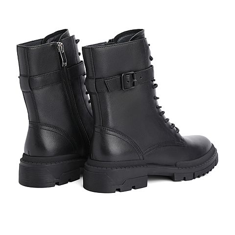 森达2020冬季新款专柜同款时尚机车风女中筒马丁靴VP461DZ0