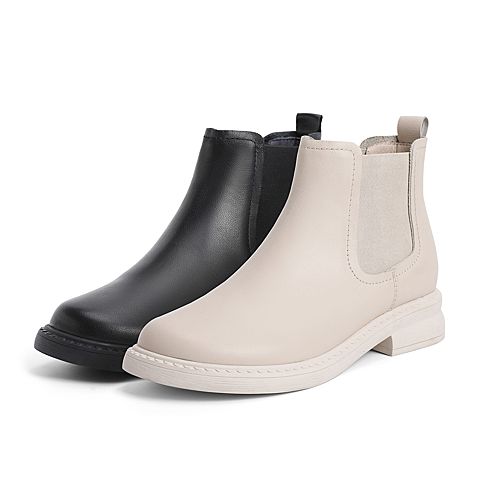 森达2020冬季新品专柜同款时尚潮流休闲女切尔西短靴Z8043DD0