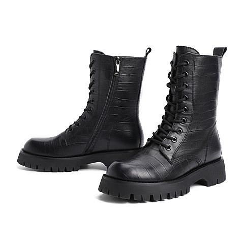 森达2020冬季新款时尚欧美潮流街拍休闲女马丁靴Z8055DD0