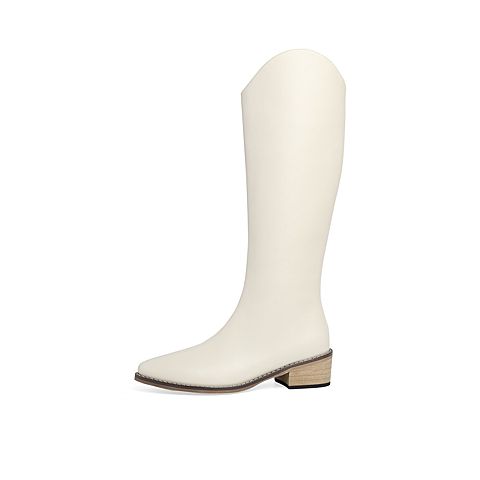 森达2020冬季新品性感休闲时装百搭潮流青年粗跟女长筒靴Z9005DG0