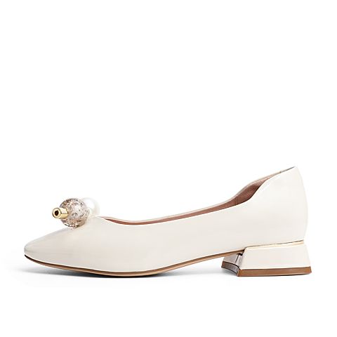 森达2021春季新品知性气质糖果鞋漆皮粗跟女浅口单鞋Z1008AQ1