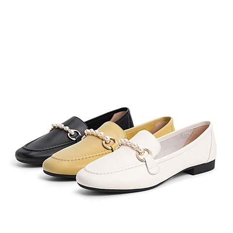 森达2021春季新品欧美马衔扣通勤知性休闲女单鞋Z1010AM1